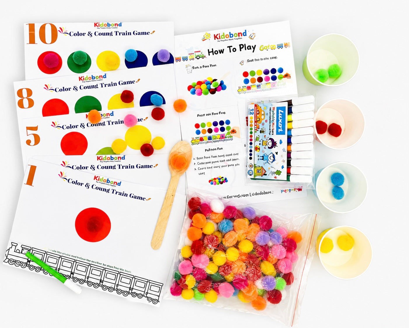 3-in-1 Learning & Activity Box – Sticker Art, Search & Find & Color Sorting (Ages 2-8)