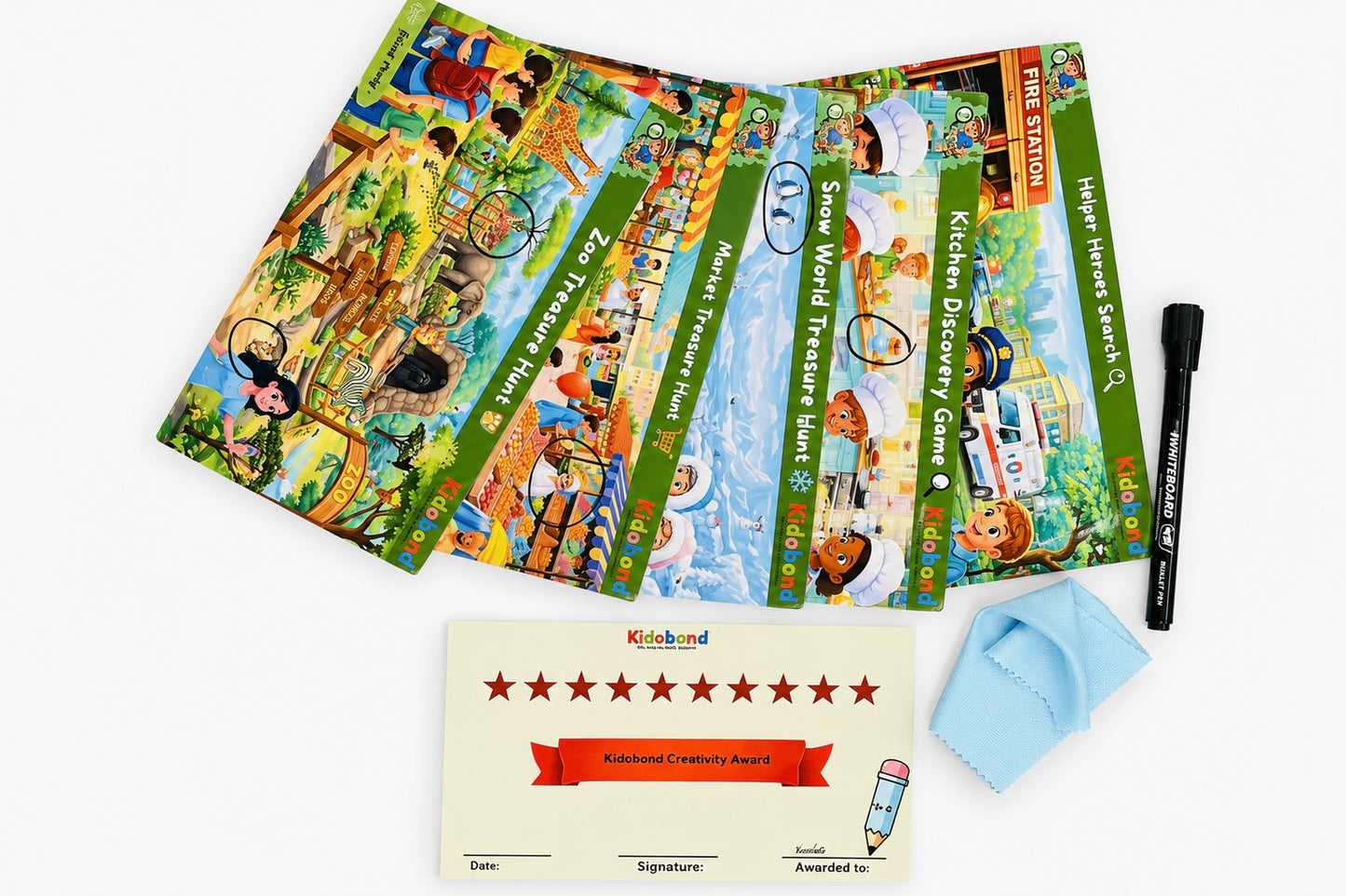 3-in-1 Learning & Activity Box – Sticker Art, Search & Find & Color Sorting (Ages 2-8)